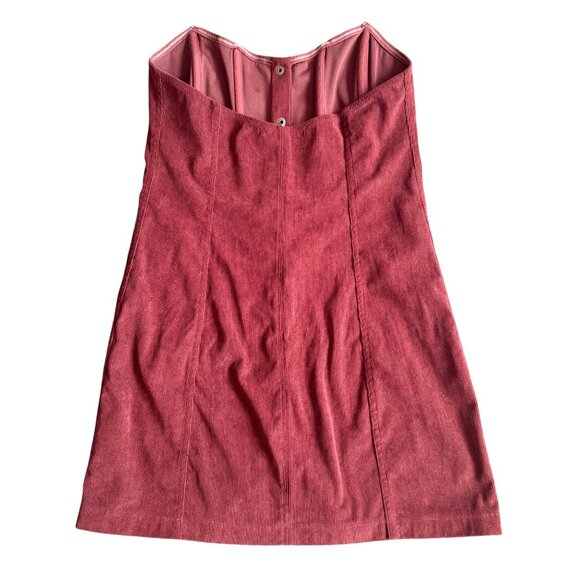 Urban Outfitters Red Corduroy Strapless Button-Front Mini Dress L - Picture 3 of 5